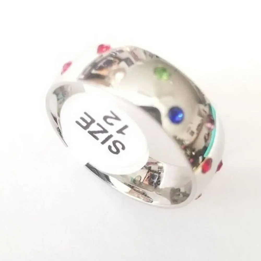 Men’s 316L stainless steel gay pride rainbow band ring size‎ 11